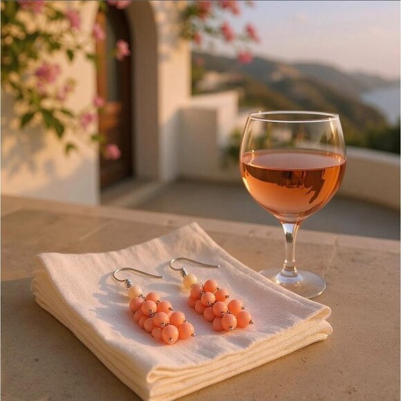 Red Coral ✦ Dangle Earrings ✦ 3.50 CTW Rhodium Sterling Silver French Hooks NWT - Picture 4 of 7